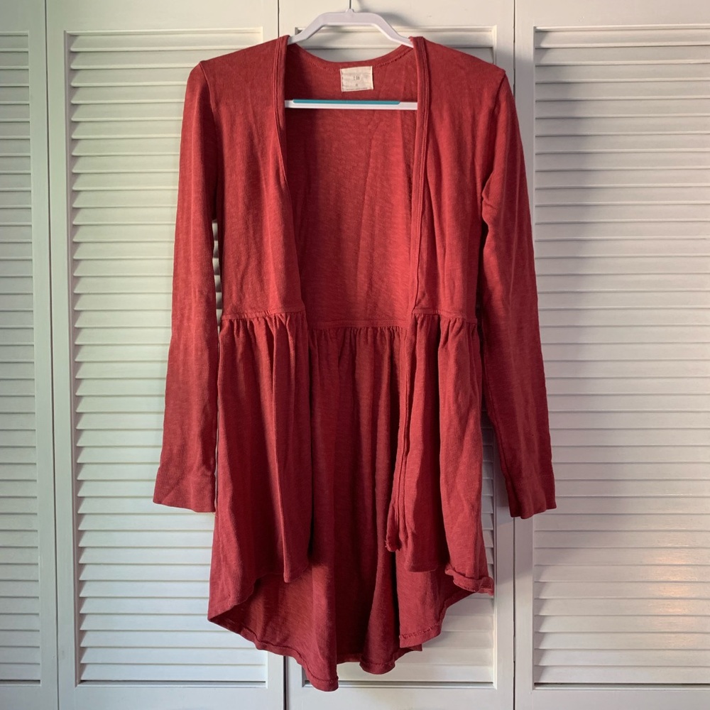 Anthropologie Red Cardigan
